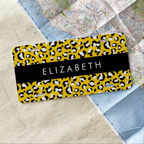 Leopard Print Spots Yellow Leopard Your Name License Plate