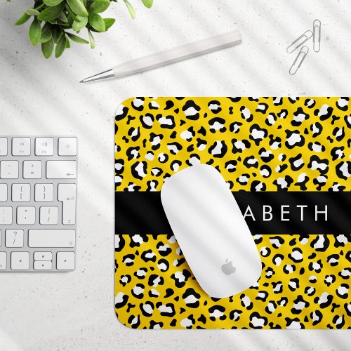 Leopard Print Spots Yellow Leopard Your Name Mouse Pad