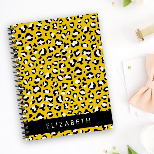 Leopard Print Spots Yellow Leopard Your Name Notebook