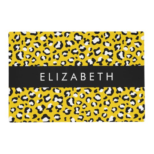 Leopard Print Spots Yellow Leopard Your Name Placemat