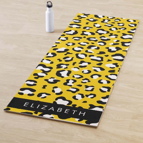 Leopard Print Spots Yellow Leopard Your Name Yoga Mat