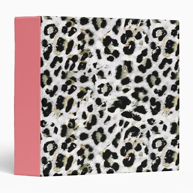 Leopard - print spotted animal-print 3 ring binder (Front/Spine)