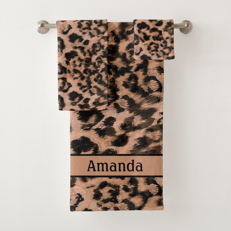 Leopard print spotted animalprint bath towel set Zazzle