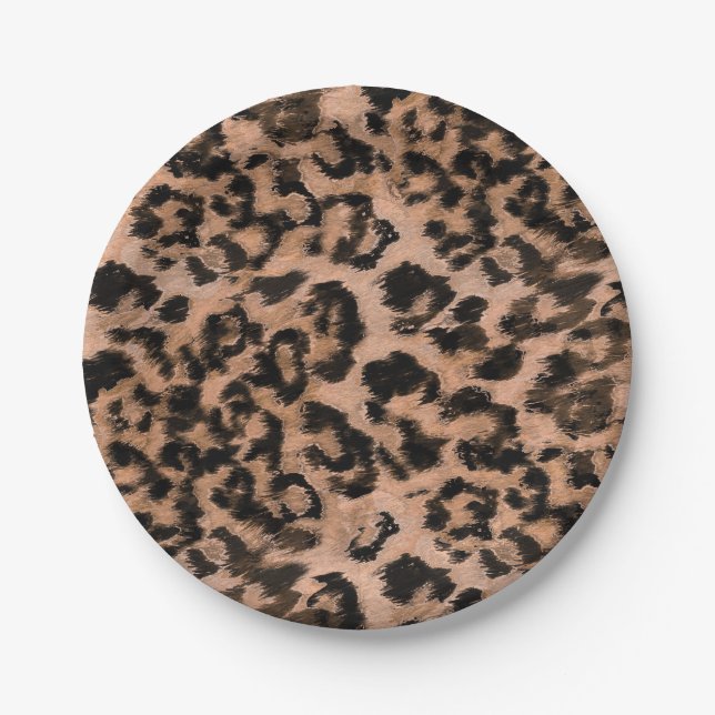 Leopard - print spotted animal-print paper plates (Front)