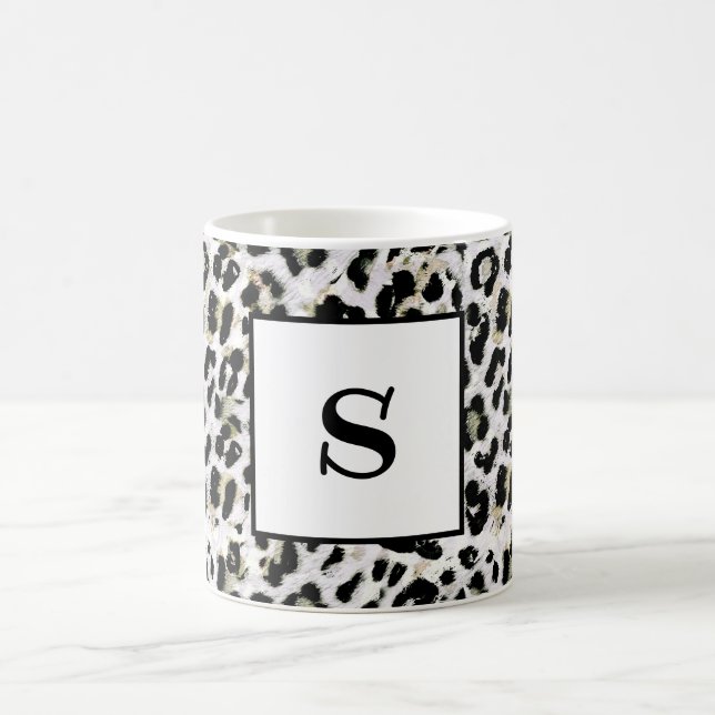 Leopard - print spotted Monogram, personalized, Coffee Mug (Center)
