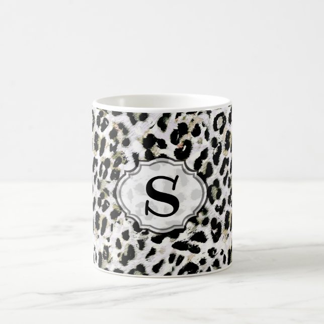 Leopard - print spotted Monogram, personalized, Coffee Mug (Center)