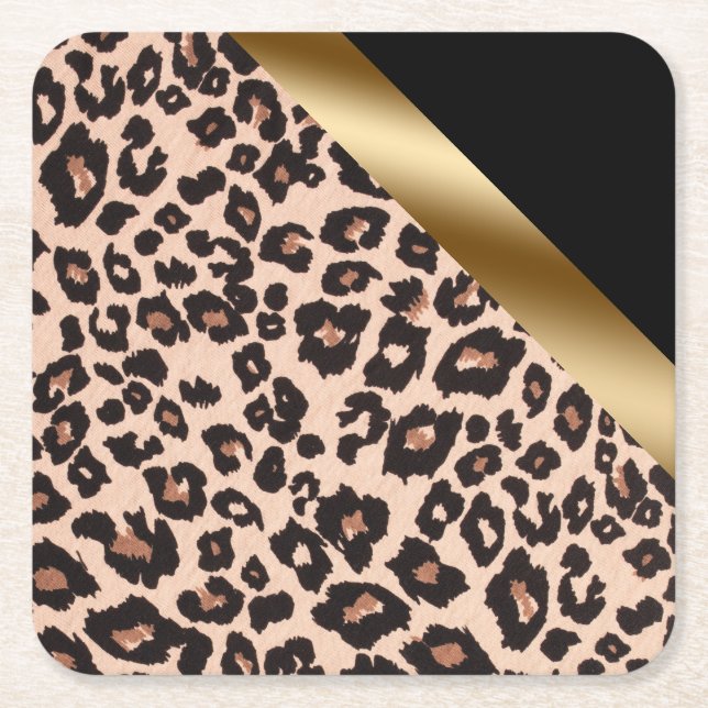 Leopard Print Square Paper Coaster (Front)