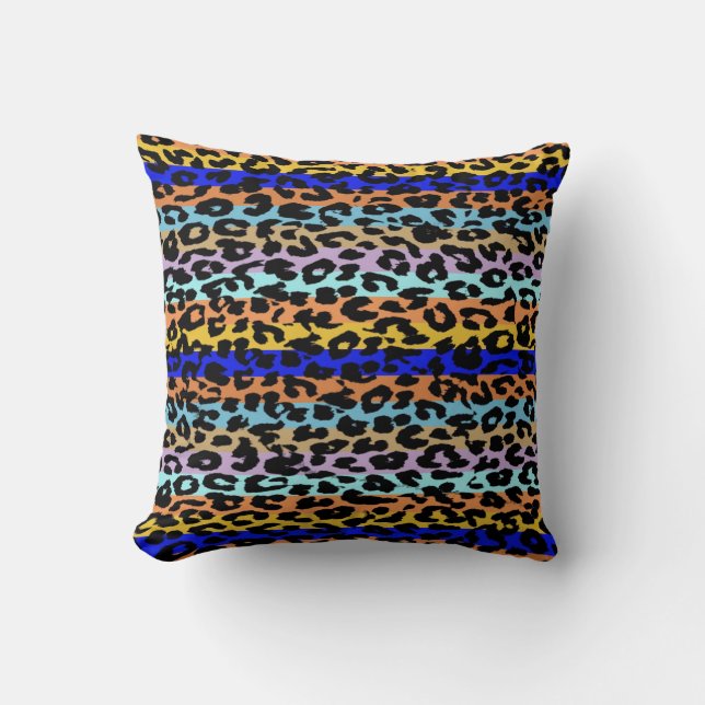 Leopard Print Stripe Pattern 6 Throw Pillow (Front)
