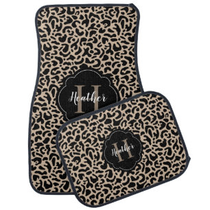 Leopard Print Stylish Monogram Car Floor Mat