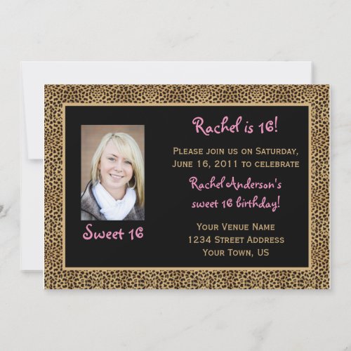 Leopard Print Sweet 16 Birthday Invitation
