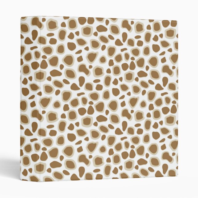 Leopard Print - Taupe Tan and White 3 Ring Binder (Front/Spine)