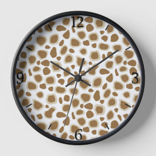 Leopard Print - Taupe Tan and White Clock