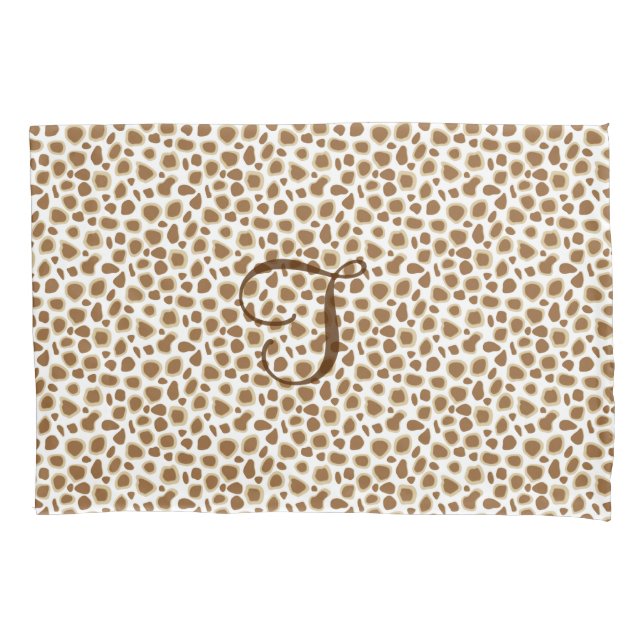 Leopard Print - Taupe Tan and White Pillow Case (Front)