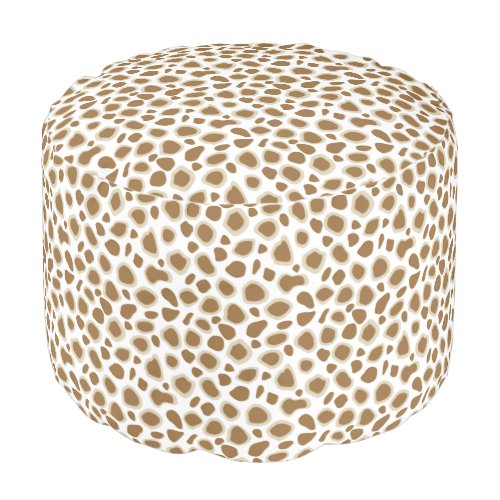 Leopard Print _ Taupe Tan and White Pouf