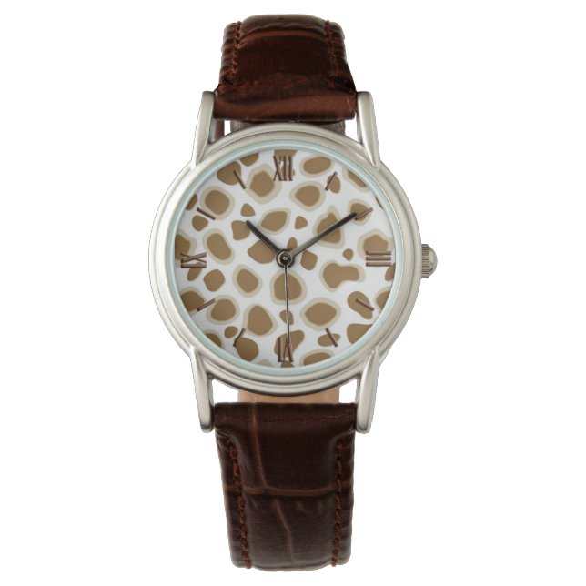 Leopard Print - Taupe Tan and White Watch (Front)