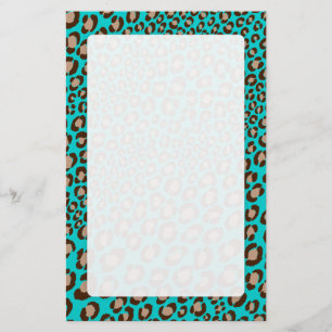 Leopard Print/teal/Add background color!! Stationery