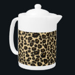Leopard Print Teapot<br><div class="desc">Medium white Porcelain teapot with an image of a beautiful leopard print. See matching candy jar, espresso cup, flask, mug, pitcher, paper plate and coasters. See the entire Safari Teapot collection in the FOOD/BEV | Dishes section.</div>