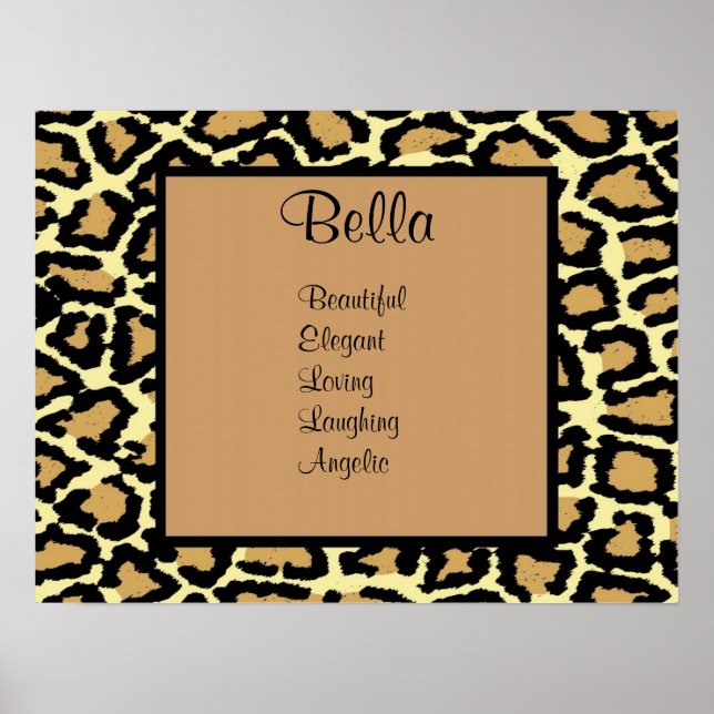 Leopard Print Teen Girl Name Wall Art Poster (Front)
