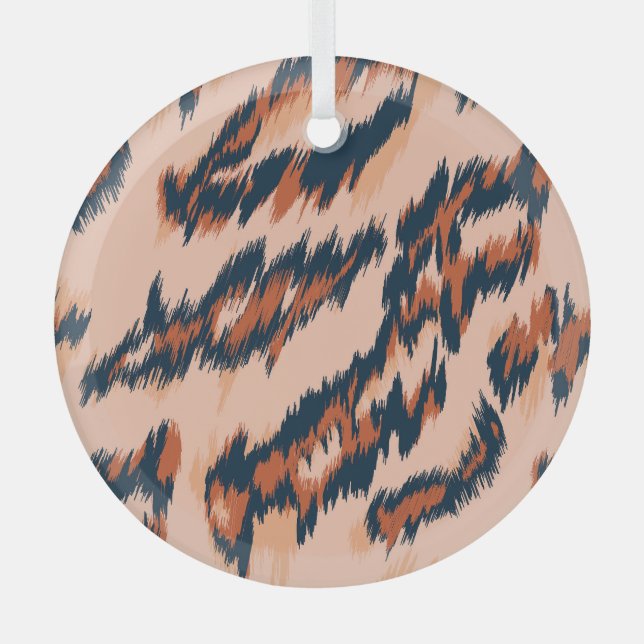 Leopard Print: Textile Seamless Design. Glass Ornament (Front)