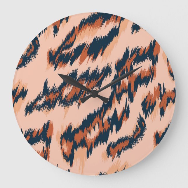 Leopard Print: Textile Seamless Design. Large Clock (Front)