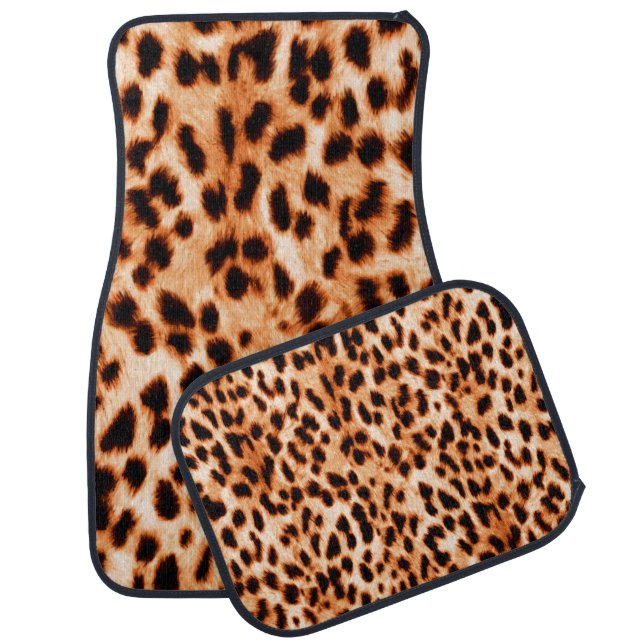 Leopard print texture car floor mat (Set)