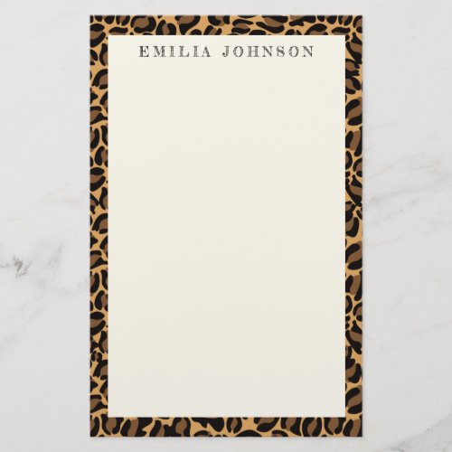 Leopard print texture  Personalized Stationer Stationery