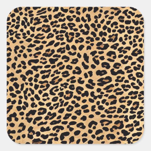 Leopard Print Texture Square Sticker