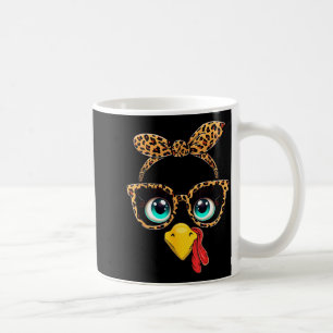 Leopard Print Thanksgiving Funny Turkey Face Gles  Coffee Mug