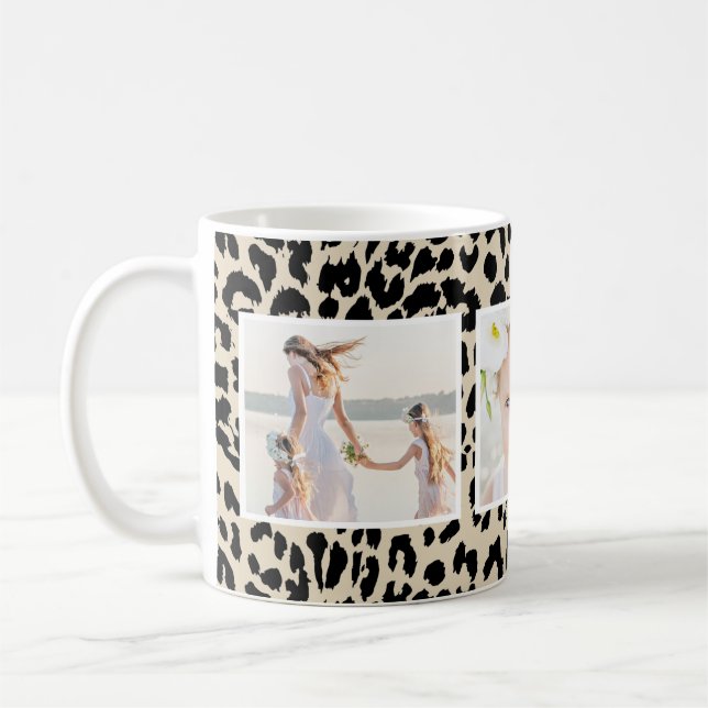 Leopard Print Three Photo Collage Coffee Mug (Left)