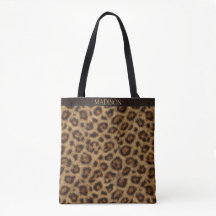Leopard Print Tote with Custom Name