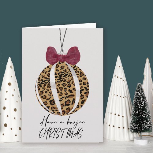 Leopard Print Tree Ornament Boujee Christmas Card