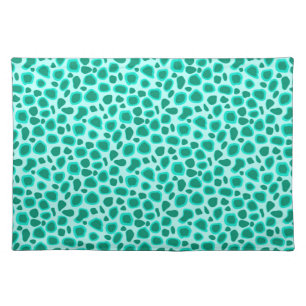 Leopard Print - Turquoise and Aqua Cloth Placemat