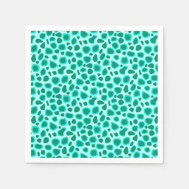 Leopard Print - Turquoise and Aqua Napkins (Front)