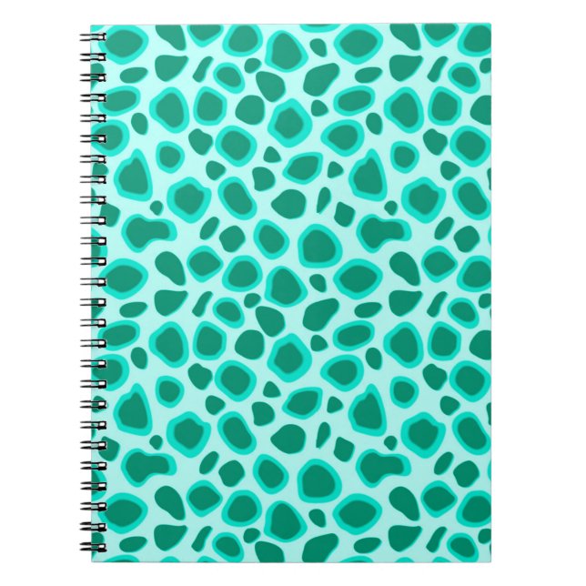 Leopard Print - Turquoise and Aqua Notebook (Front)