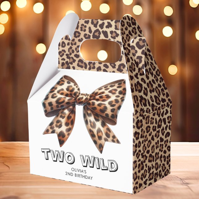 Leopard Print Two Wild Bow 2nd Birthday Favor Boxes (Creator Uploaded)