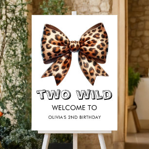 Leopard Print Two Wild Bow 2nd Birthday Welcome Foam Board