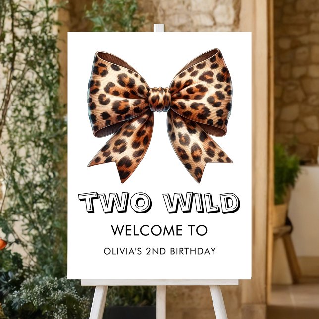 Leopard Print Two Wild Bow 2nd Birthday Welcome Foam Board (Creator Uploaded)