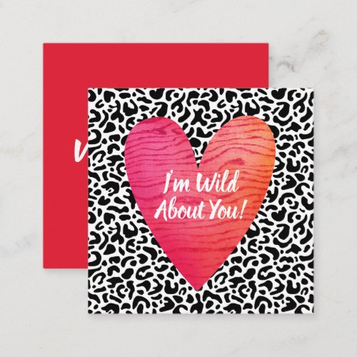 Leopard Print Valentines Day Kids Square Note Card