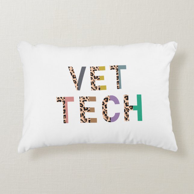 Leopard Print Vet Tech Stethoscope with Name  Accent Pillow (Front)