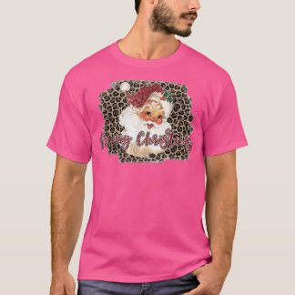 Leopard Print Vintage 70s Santa Merry Christmas  T-Shirt