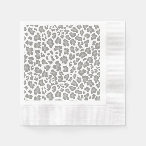 Leopard Print White and Gray Napkins