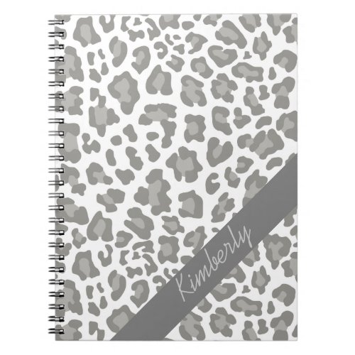 Leopard Print White and Gray Notebook