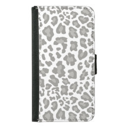 Leopard Print White and Gray Samsung Galaxy S5 Wallet Case