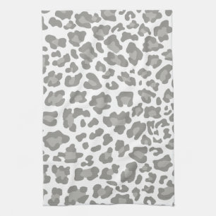 Leopard Print White and Gray Towel