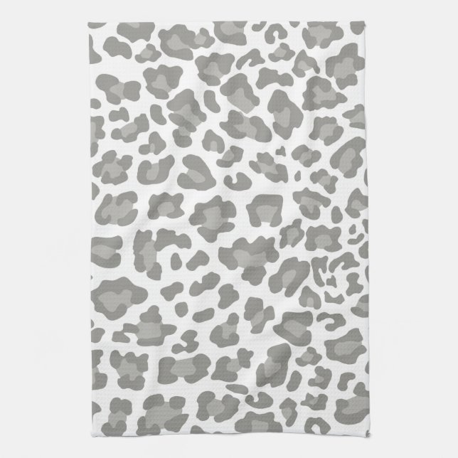Leopard Print White and Gray Towel (Vertical)