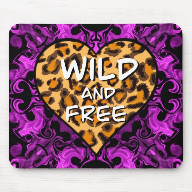 Leopard print | wild and free heart | Love Mouse Pad (Front)