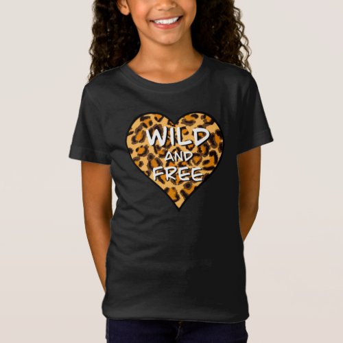 Leopard print  wild and free heart  Love T_Shirt