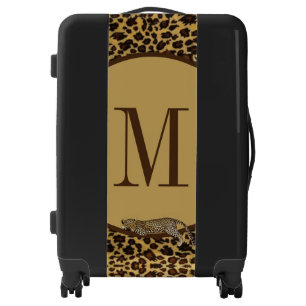 Leopard Print Wild Animal Tropical Monogram Luggage