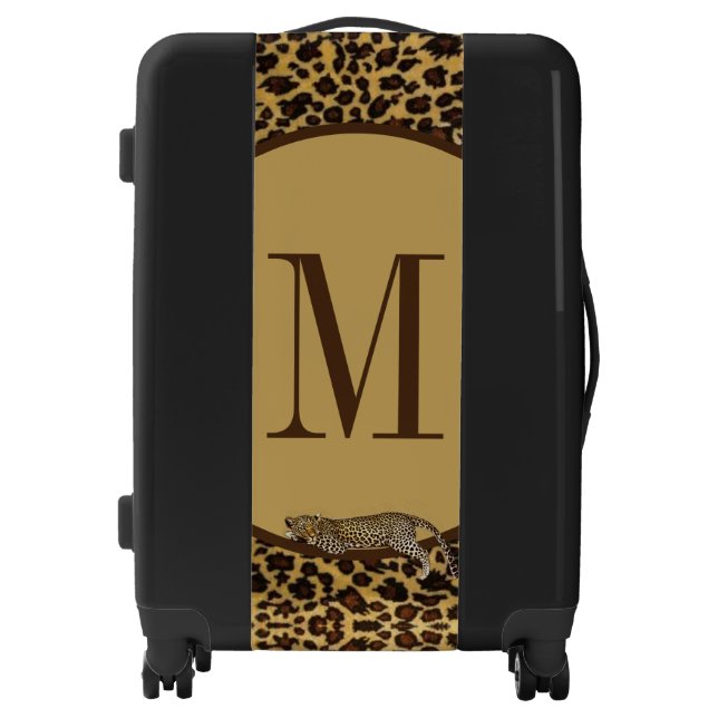 Leopard Print Wild Animal Tropical Monogram Luggage (Front)