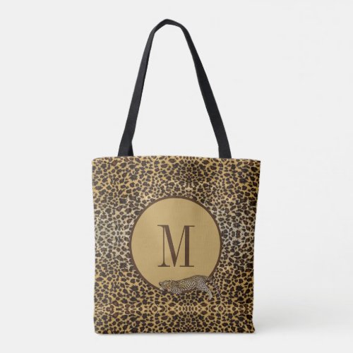 Leopard Print Wild AnimalTropical Monogram Tote Bag